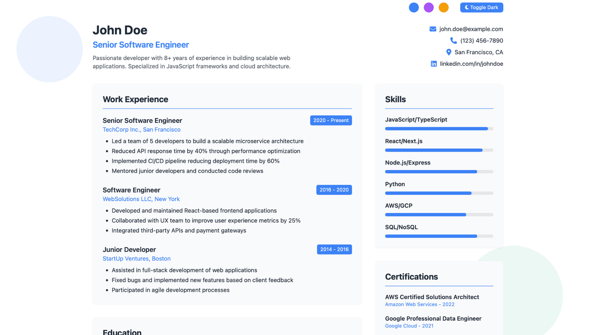 Screenshot of BelResume