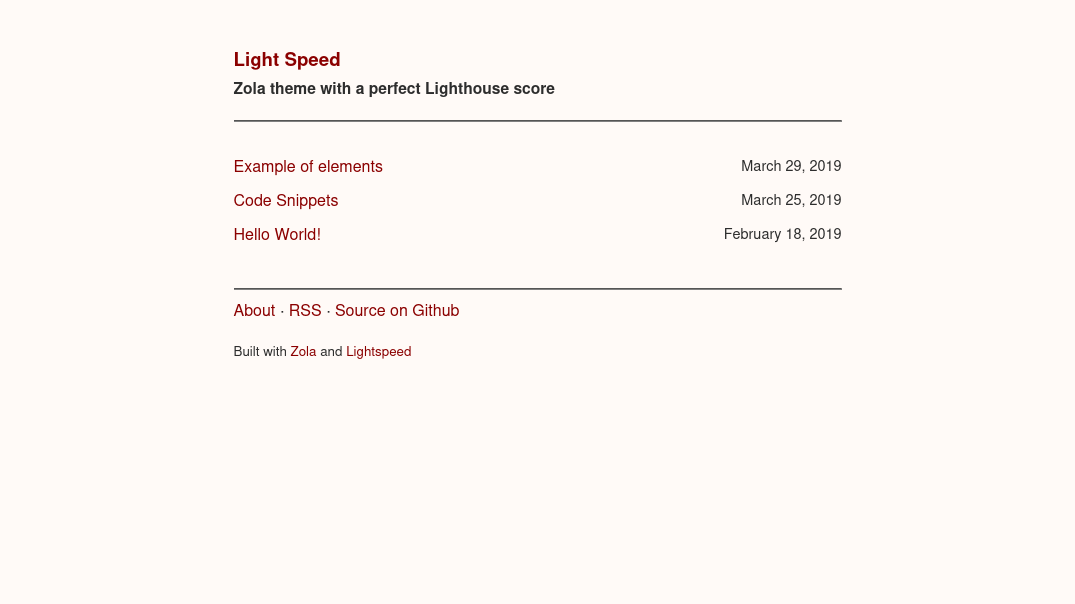 Screenshot of lightspeed
